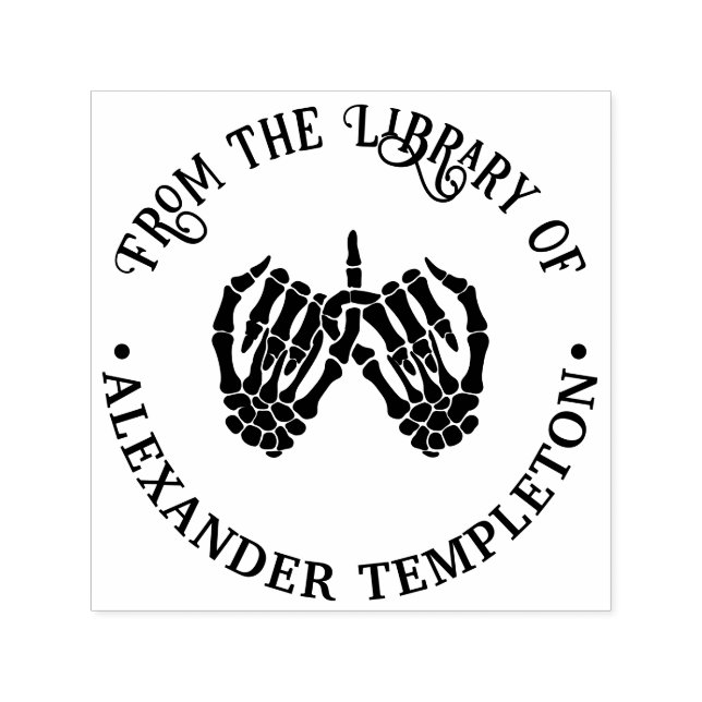 Skeleton Hands Pinky Swear #2 Library Book Name Self-inking Stamp (Design)