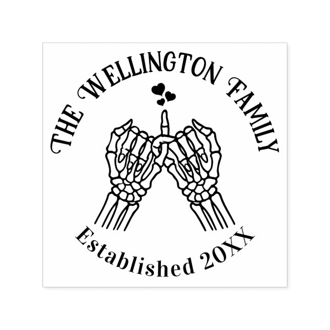 Skeleton Hands Pinky Swear Family Name Date Estd Self-inking Stamp (Design)