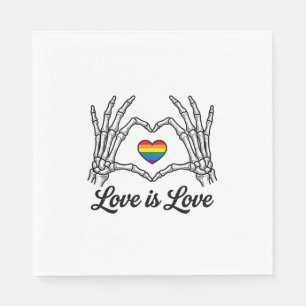 Skeleton Hands Rainbow Heart Love Is Love Shirt_1 Napkin