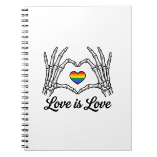 Skeleton Hands Rainbow Heart Love Is Love Shirt_1 Notebook