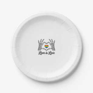 Skeleton Hands Rainbow Heart Love Is Love Shirt_1 Paper Plate