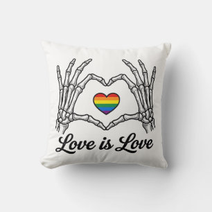 Skeleton Hands Rainbow Heart Love Is Love Shirt_1 Throw Pillow