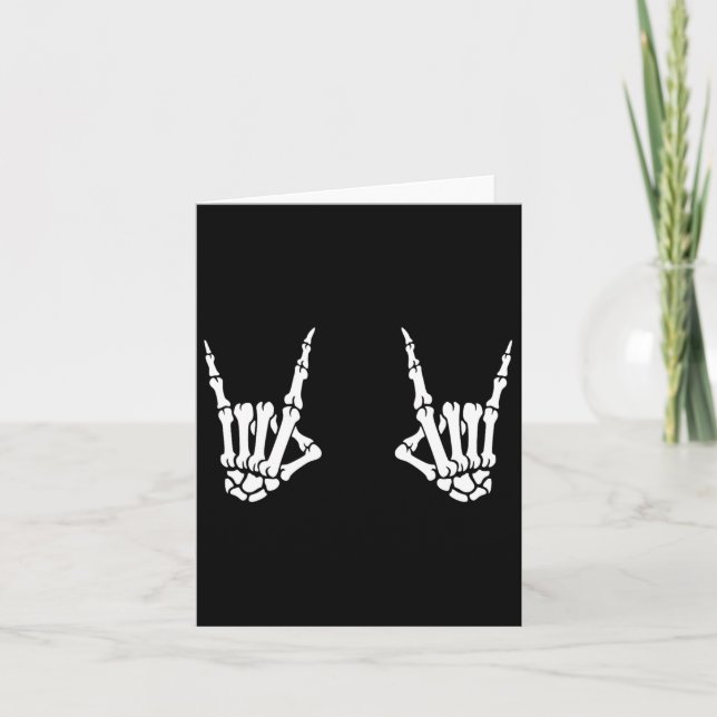 Skeleton Hands Rocker Rock On Rock Star  Card (Front)