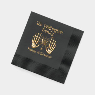 Skeleton Hands Spiderweb Initial Name Halloween #2 Foil Napkins