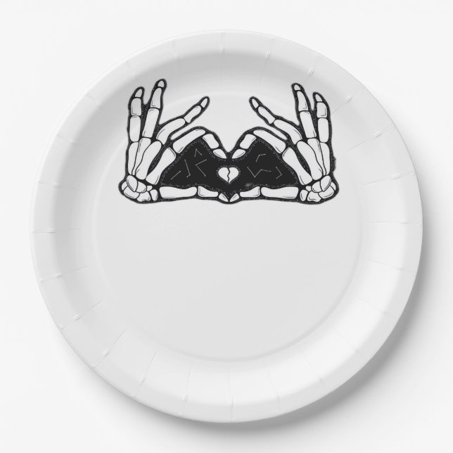 Skeleton Hands The Of A Heart  Paper Plate (Front)