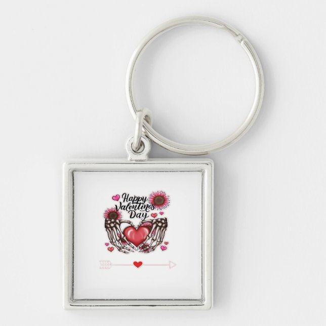 Skeleton Hands Valentines Day Classic Keychain (Front)