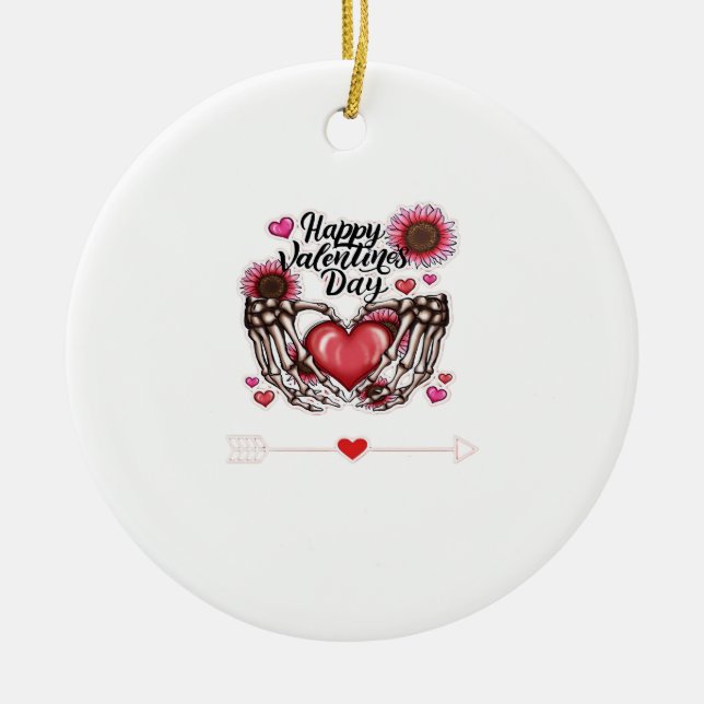 Skeleton Hands Valentines Day Classic Style Ceramic Ornament (Front)