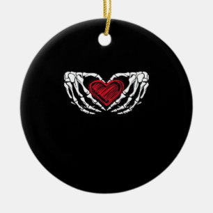 Skeleton Hands With Heart Classic Ceramic Ornament