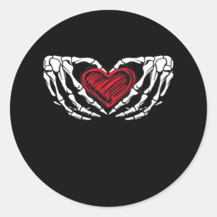 Skeleton Hands With Heart Classic Classic Round Sticker