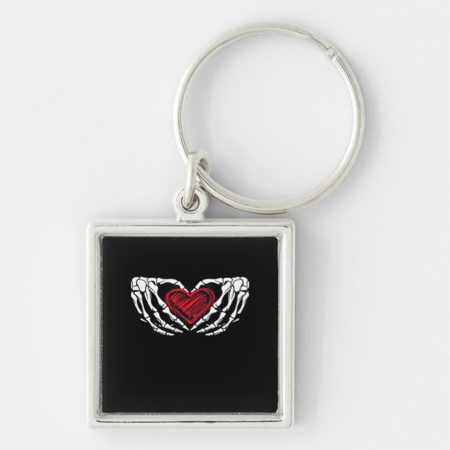 Skeleton Hands With Heart Classic Keychain (Front)