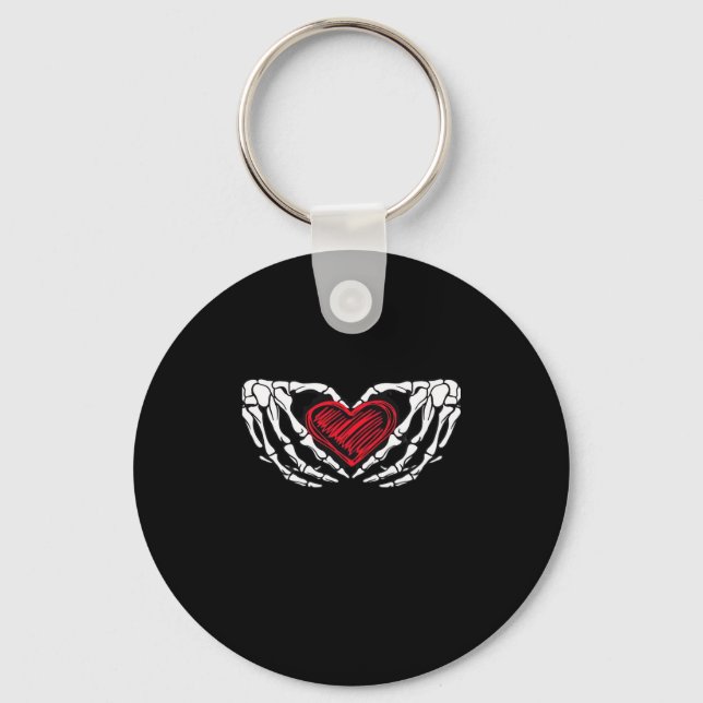 Skeleton Hands With Heart Classic Keychain (Front)