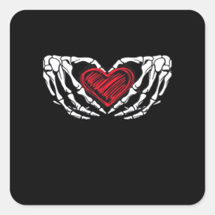 Skeleton Hands With Heart Classic Square Sticker