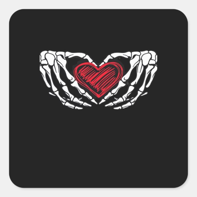 Skeleton Hands With Heart Classic Square Sticker (Front)