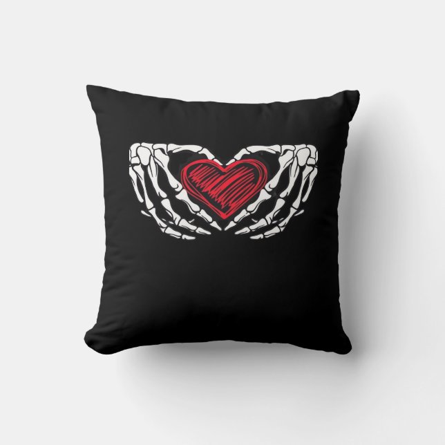 Skeleton Hands With Heart Classic Throw Pillow (Front)