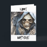 Skeleton Happy Birthday Card<br><div class="desc">Skeleton with cloak and crossed hands</div>