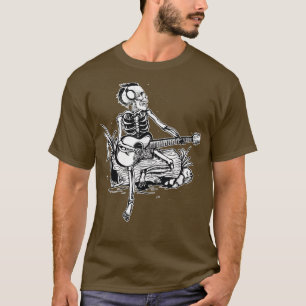 Skeleton Head Playing Acoustic Rock On His Guitar T-Shirt