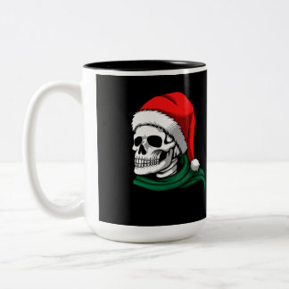 Skeleton Head with Stocking Hat on a  Two-Tone Coffee Mug
