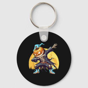 Skeleton Headless Pumpkin Dab Dance Boys Halloween Keychain
