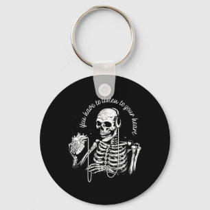 Skeleton Headphones Heart Gothic Music Halloween S Keychain