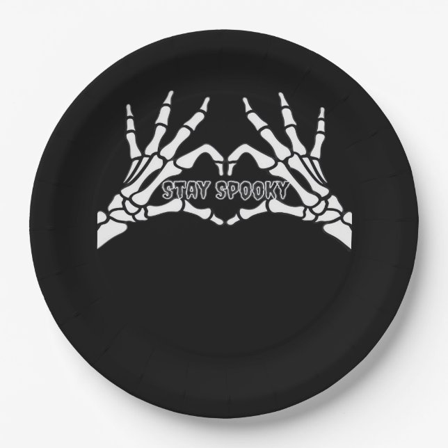 Skeleton Heart And Hands Classic Design  Paper Plate (Front)