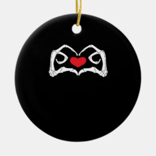 Skeleton Heart And Hands Funny  Ceramic Ornament