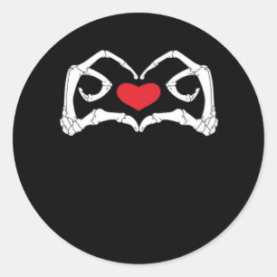 Skeleton Heart And Hands Funny Classic Round Sticker