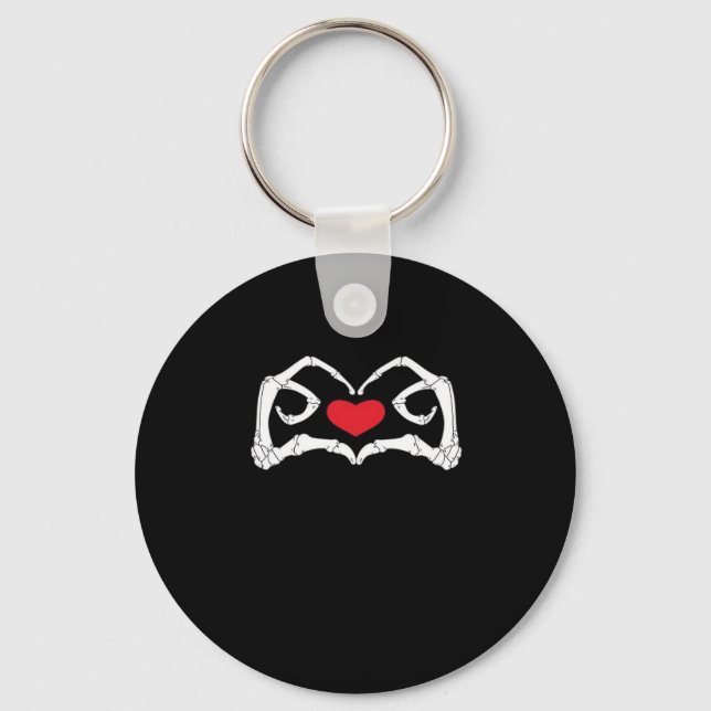 Skeleton Heart And Hands Funny  Keychain (Front)