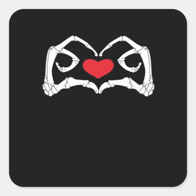 Skeleton Heart And Hands Funny  Square Sticker (Front)