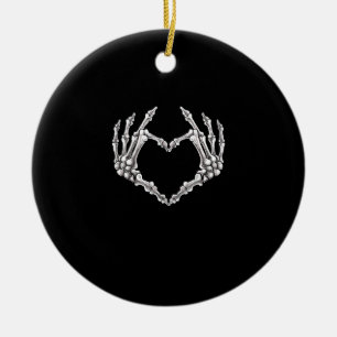 Skeleton Heart And Hands Gothic Halloween Costume  Ceramic Ornament