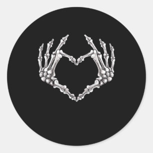 Skeleton Heart And Hands Gothic Halloween Costume Classic Round Sticker