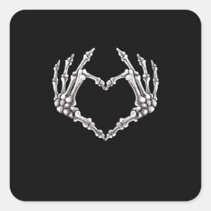 Skeleton Heart And Hands Gothic Halloween Costume  Square Sticker