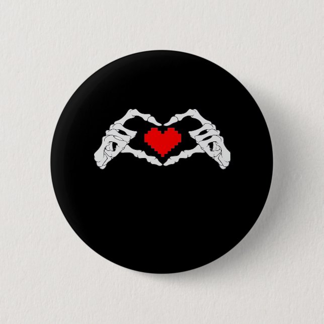 Skeleton Heart And Hands Meme 2 Inch Round Button (Front)