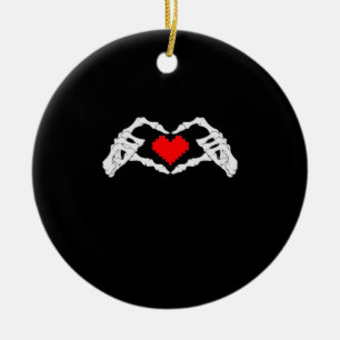 Skeleton Heart And Hands Meme Ceramic Ornament
