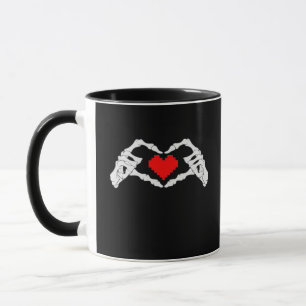 Skeleton Heart And Hands Meme Modern Aesthetic Mug