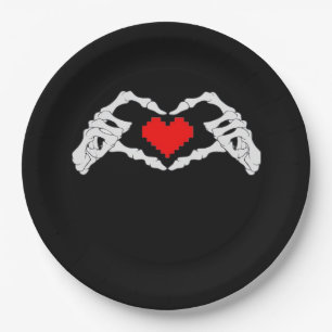 Skeleton Heart And Hands Meme Paper Plate