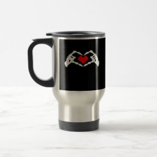 Skeleton Heart And Hands Meme Travel Mug
