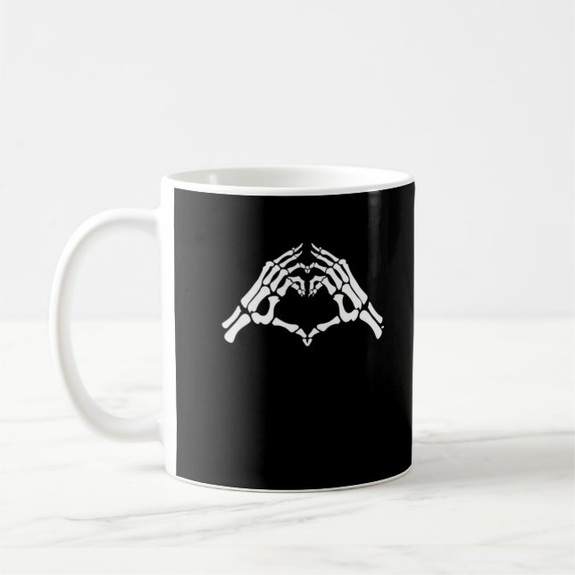 Skeleton Heart And Hands Sign Coffee Mug (Left)