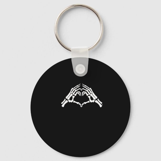 Skeleton Heart And Hands Sign Keychain (Front)