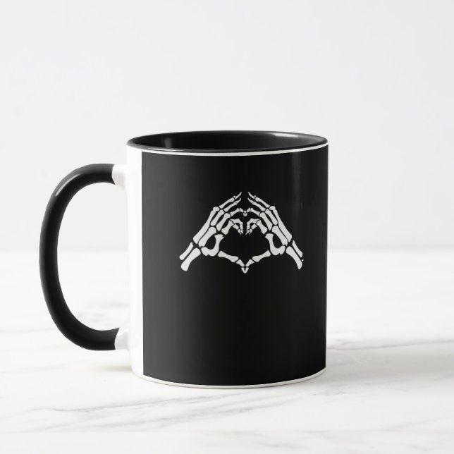Skeleton Heart And Hands Sign Mug (Left)