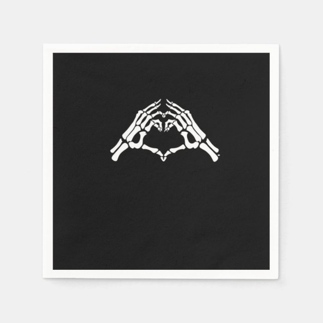 Skeleton Heart And Hands Sign Napkin (Front)