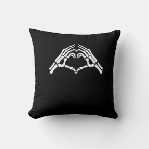 Skeleton Heart And Hands Sign Throw Pillow