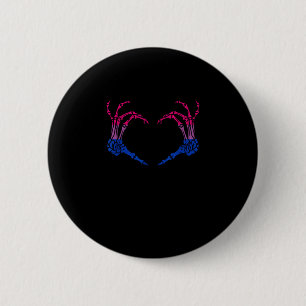 Skeleton Heart Bisexual Lgbt-Q Pride Skull Hand 2 Inch Round Button