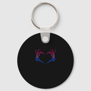 Skeleton Heart Bisexual Lgbt-Q Pride Skull Hand Keychain