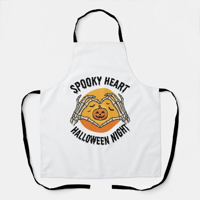 Skeleton Heart Halloween Vintage Hands Design_1 Apron (Front)
