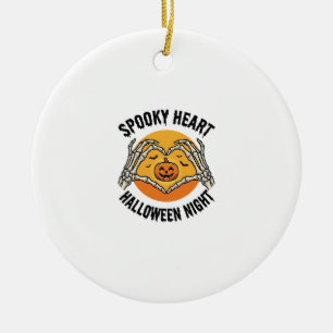Skeleton Heart Halloween Vintage Hands Design_1 Ceramic Ornament