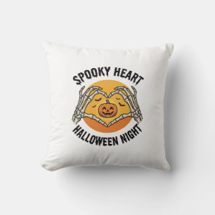 Skeleton Heart Halloween Vintage Hands Design_1 Throw Pillow
