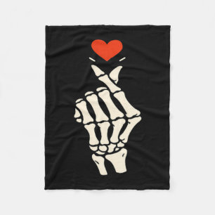 Skeleton Heart Hand Halloween Valentine Girl Women Fleece Blanket