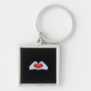 Skeleton Heart Hands Classic & Basic Halloween Keychain