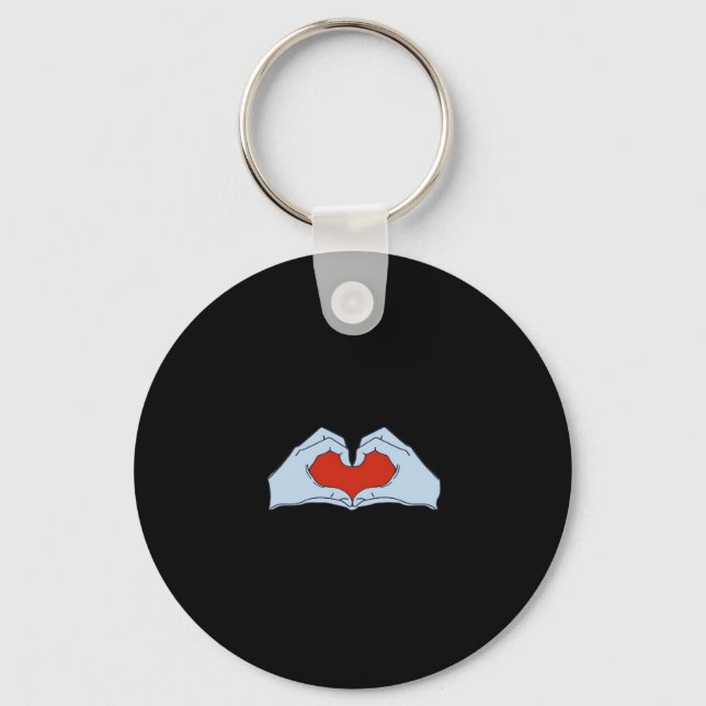 Skeleton Heart Hands Classic & Basic Halloween Keychain (Front)