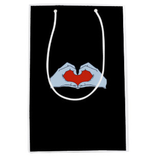Skeleton Heart Hands Classic & Basic Halloween Medium Gift Bag